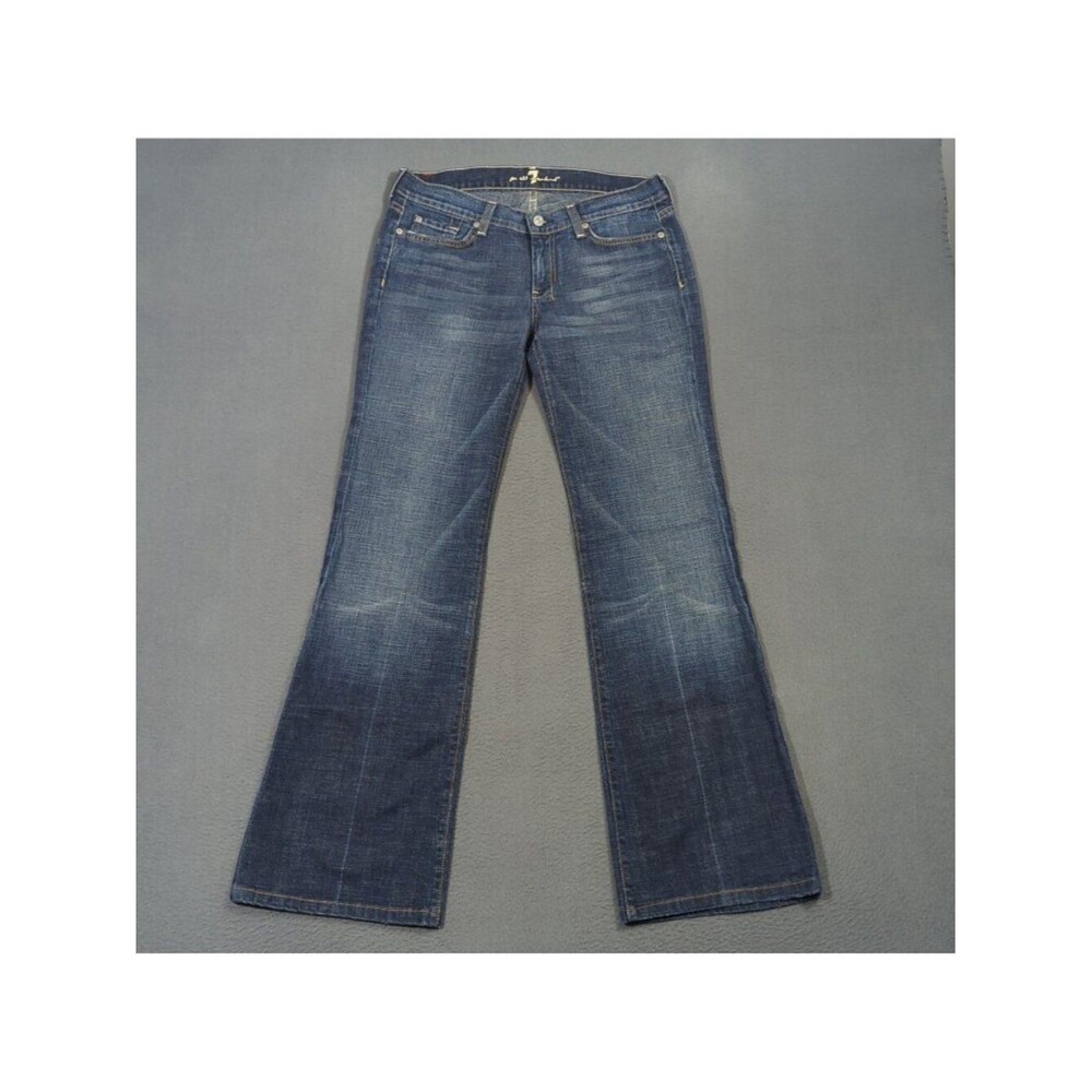 7 For All Mankind Jeans Women's 29 Blue Dojo Flare Wide Leg Denim Made In USA